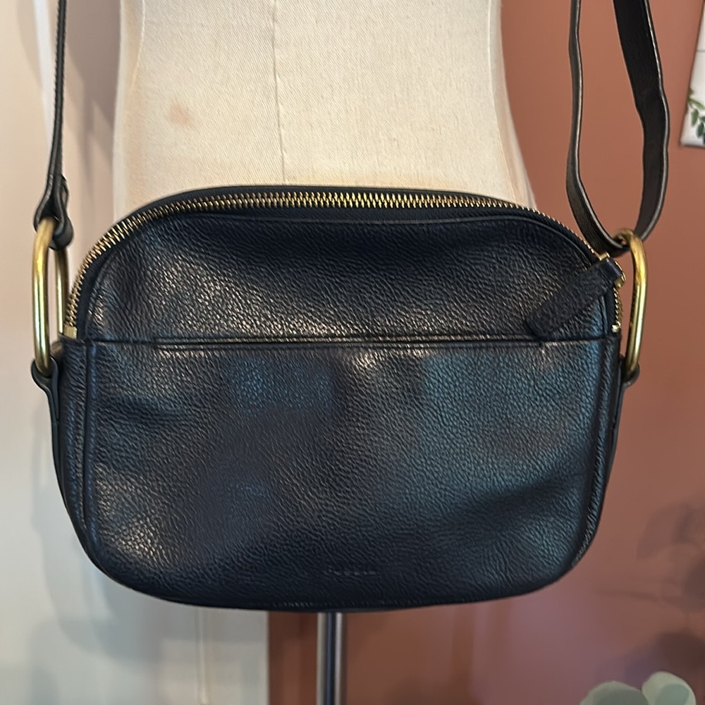 Fossil Elle light patchwork navy blue multicolored zipper crossbody purse - Picture 6 of 15